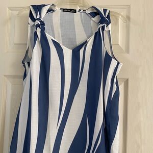 Blue and White Women's Top